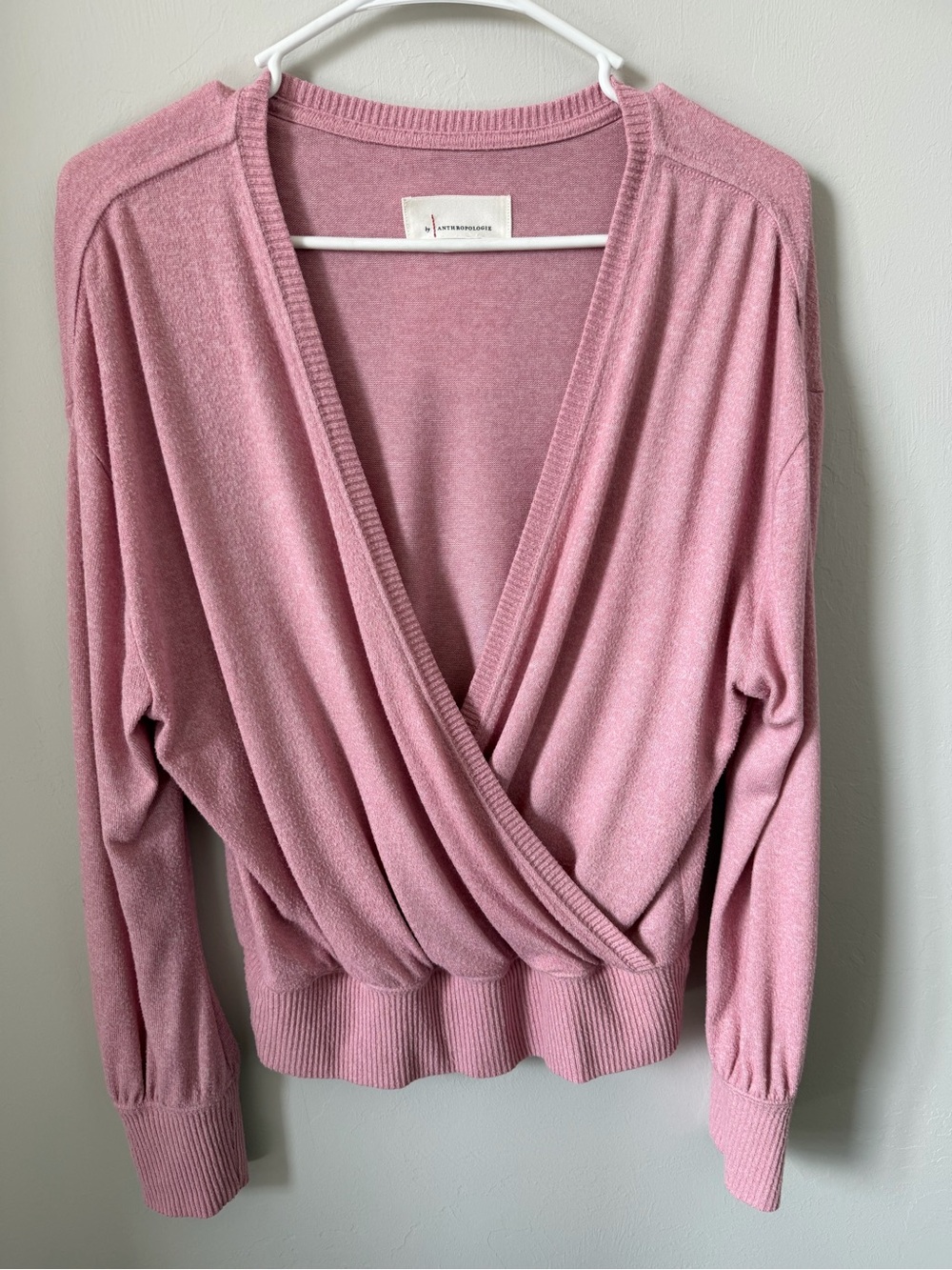 Anthropologie Dusty Rose Wrap V-Neck Sweater